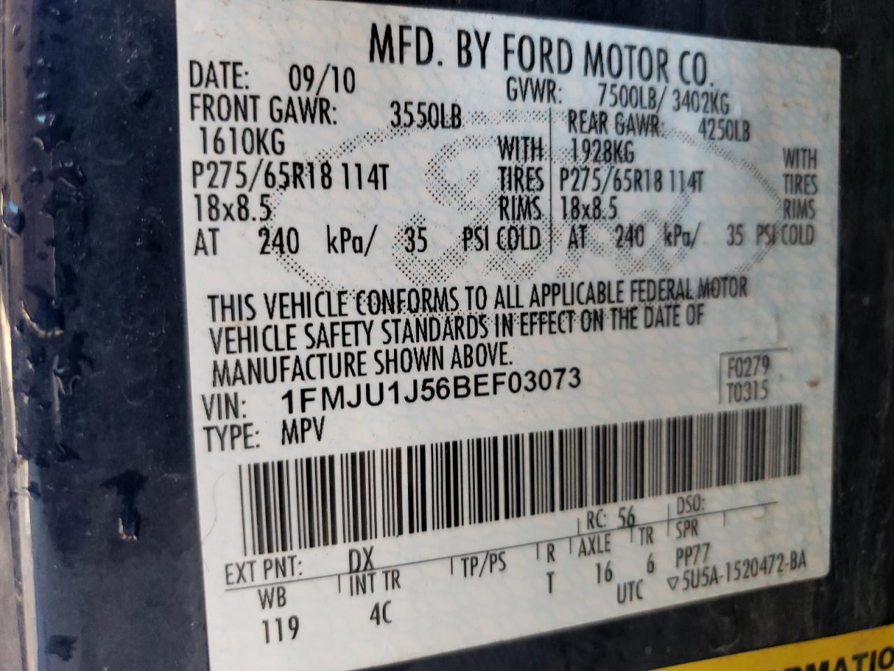 Photo 12 VIN: 1FMJU1J56BEF03073 - FORD EXPEDITION 