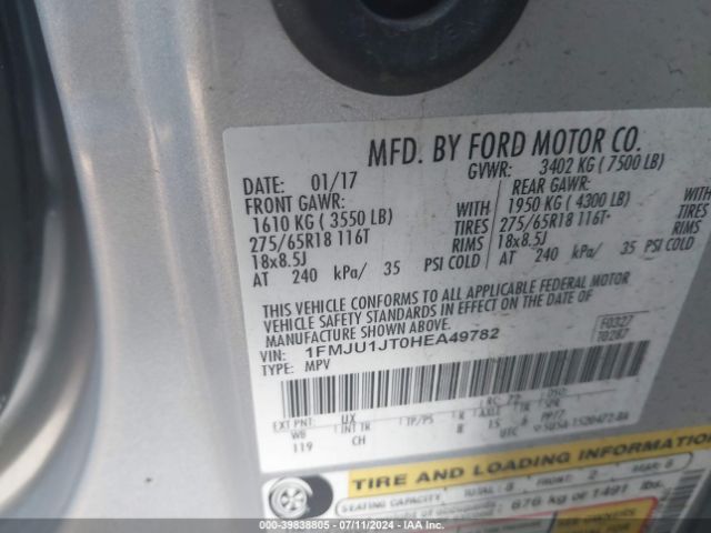 Photo 8 VIN: 1FMJU1JT0HEA49782 - FORD EXPEDITION 