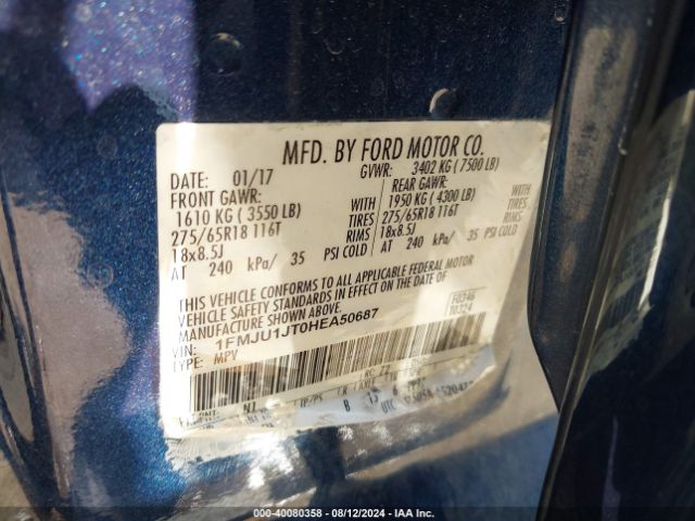 Photo 8 VIN: 1FMJU1JT0HEA50687 - FORD EXPEDITION 