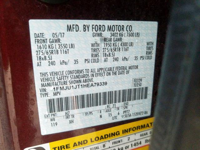 Photo 9 VIN: 1FMJU1JT1HEA79339 - FORD EXPEDITION 