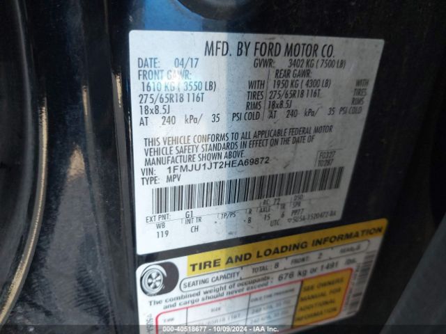 Photo 8 VIN: 1FMJU1JT2HEA69872 - FORD EXPEDITION 