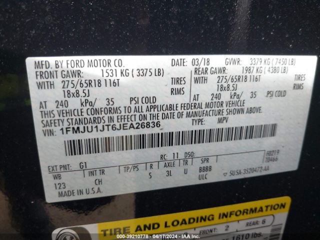 Photo 8 VIN: 1FMJU1JT6JEA26836 - FORD EXPEDITION 