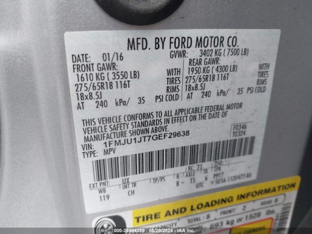 Photo 8 VIN: 1FMJU1JT7GEF29638 - FORD EXPEDITION 