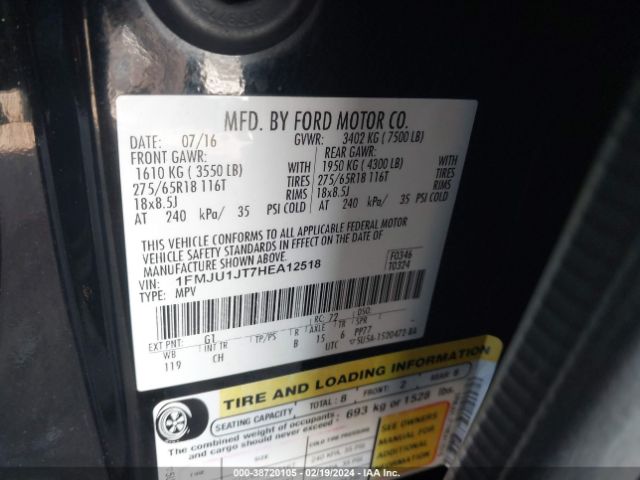 Photo 8 VIN: 1FMJU1JT7HEA12518 - FORD EXPEDITION 