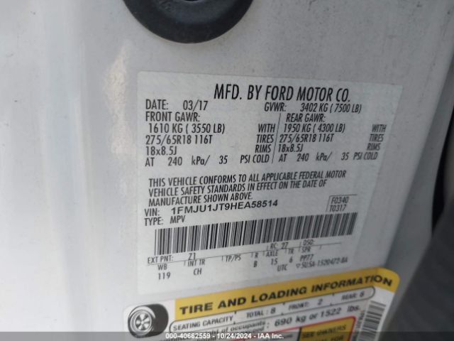 Photo 8 VIN: 1FMJU1JT9HEA58514 - FORD EXPEDITION 