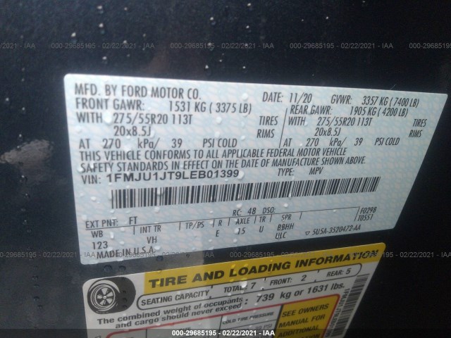 Photo 8 VIN: 1FMJU1JT9LEB01399 - FORD EXPEDITION 