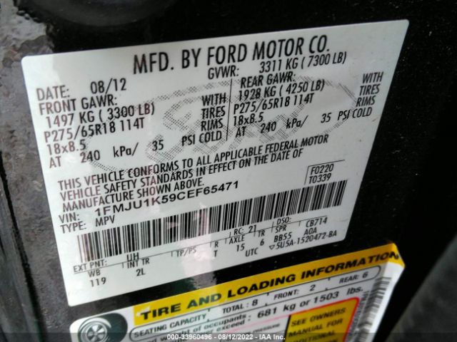 Photo 8 VIN: 1FMJU1K59CEF65471 - FORD EXPEDITION 