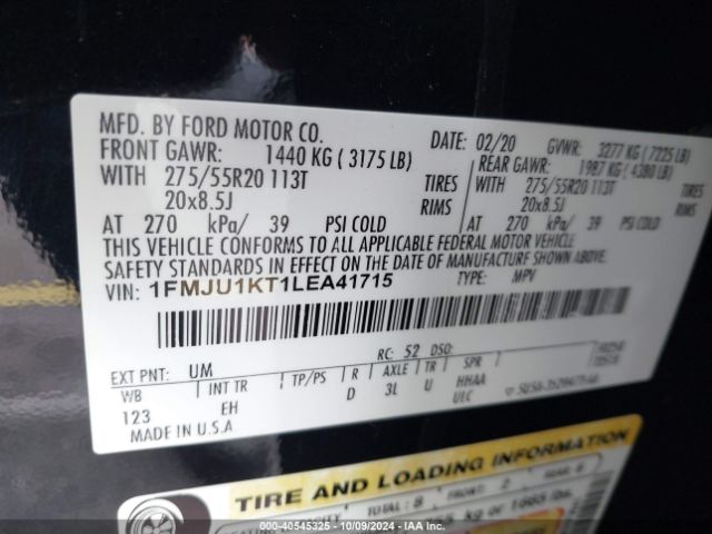 Photo 8 VIN: 1FMJU1KT1LEA41715 - FORD EXPEDITION 