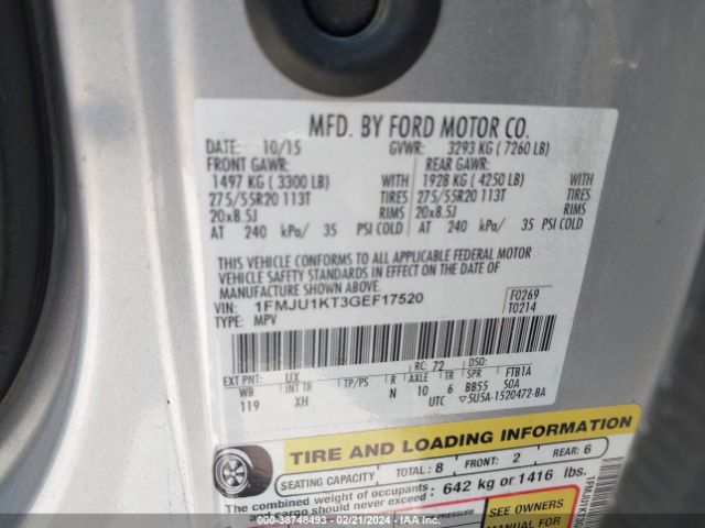 Photo 8 VIN: 1FMJU1KT3GEF17520 - FORD EXPEDITION 