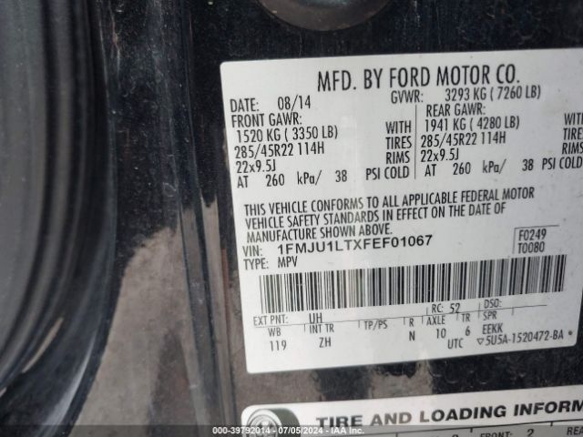 Photo 8 VIN: 1FMJU1LTXFEF01067 - FORD EXPEDITION 