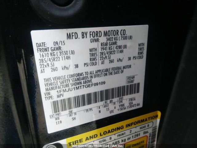 Photo 8 VIN: 1FMJU1MT7GEF09109 - FORD EXPEDITION 