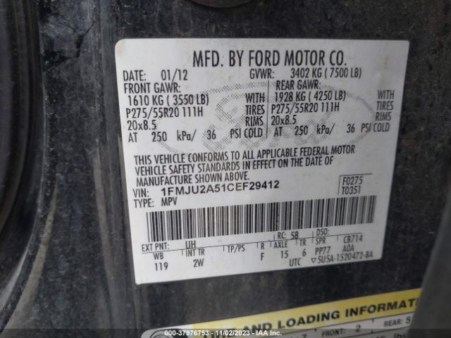 Photo 8 VIN: 1FMJU2A51CEF29412 - FORD EXPEDITION 