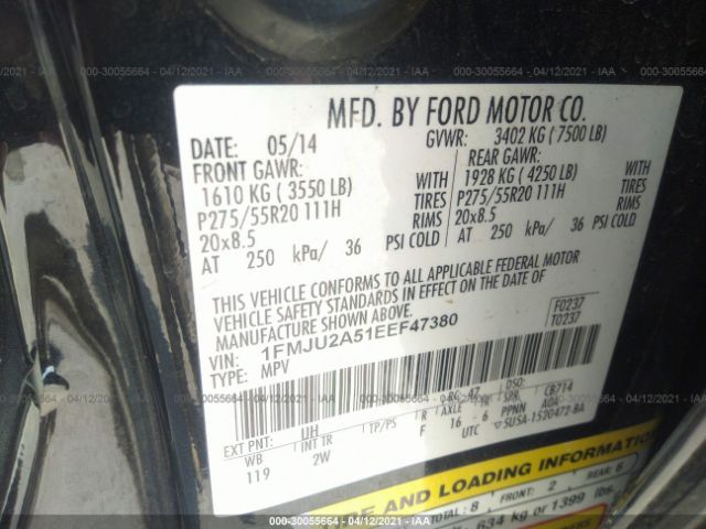 Photo 8 VIN: 1FMJU2A51EEF47380 - FORD EXPEDITION 