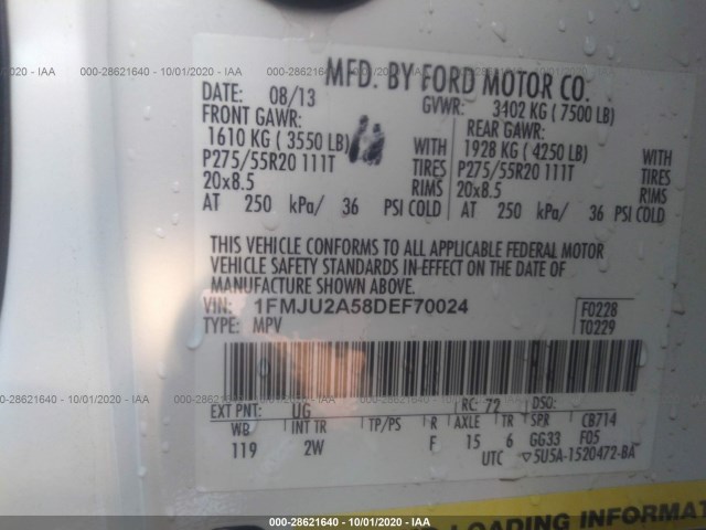 Photo 8 VIN: 1FMJU2A58DEF70024 - FORD EXPEDITION 