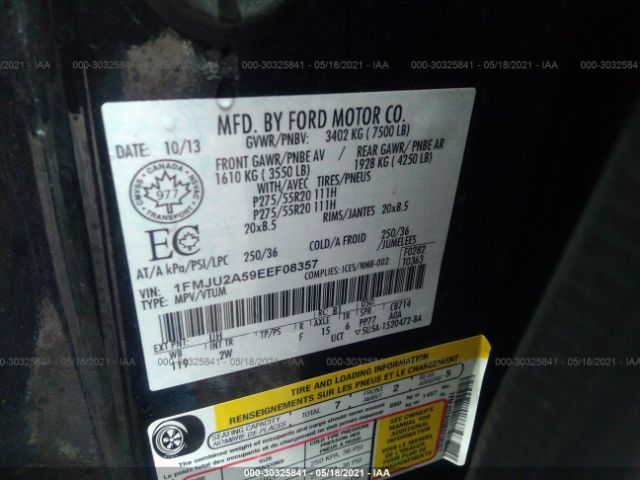 Photo 8 VIN: 1FMJU2A59EEF08357 - FORD EXPEDITION 