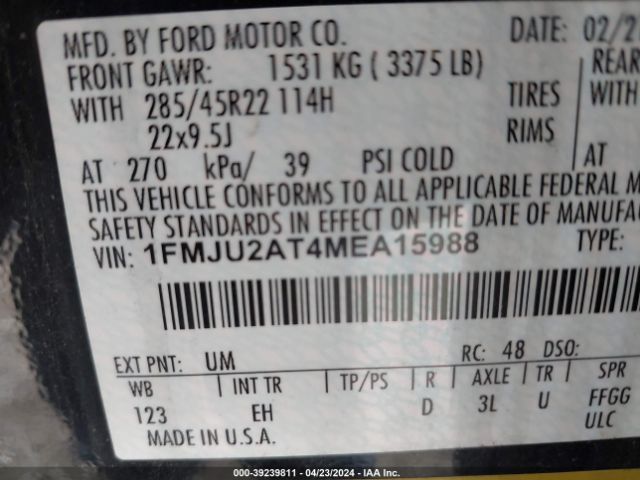 Photo 8 VIN: 1FMJU2AT4MEA15988 - FORD EXPEDITION 