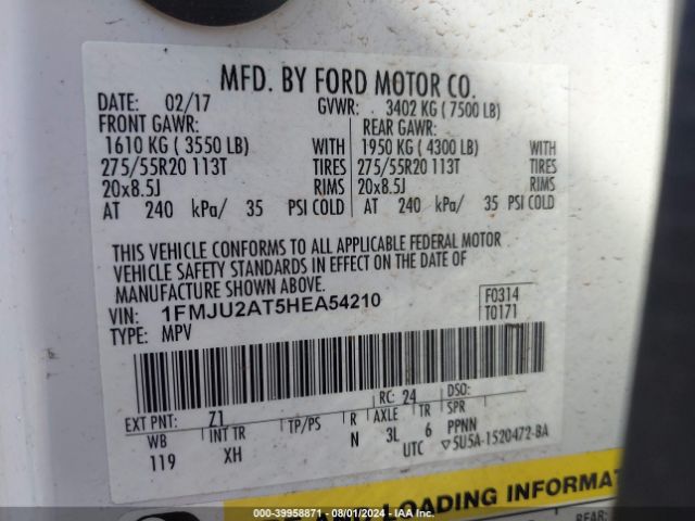 Photo 8 VIN: 1FMJU2AT5HEA54210 - FORD EXPEDITION 