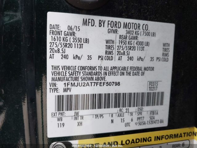 Photo 8 VIN: 1FMJU2AT7FEF50798 - FORD EXPEDITION 