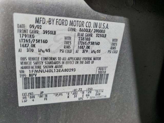 Photo 12 VIN: 1FMNU40L13EA80293 - FORD EXCURSION 