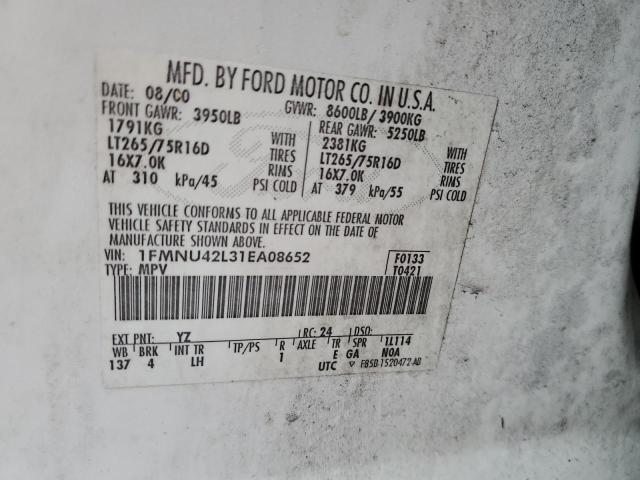 Photo 12 VIN: 1FMNU42L31EA08652 - FORD EXCURSION 