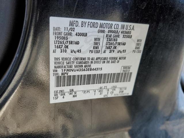 Photo 12 VIN: 1FMNU43S63EB44315 - FORD EXCURSION 