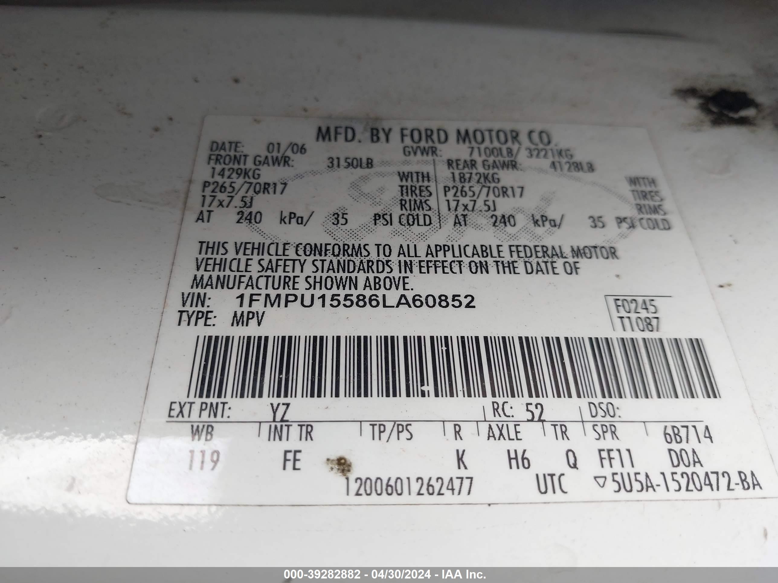 Photo 8 VIN: 1FMPU15586LA60852 - FORD EXPEDITION 