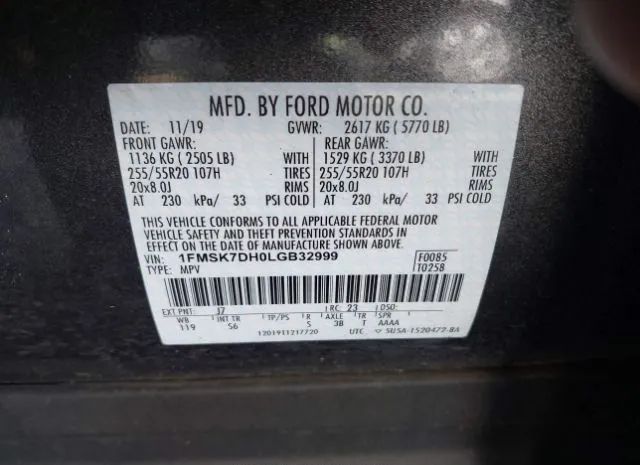 Photo 8 VIN: 1FMSK7DH0LGB32999 - FORD EXPLORER 