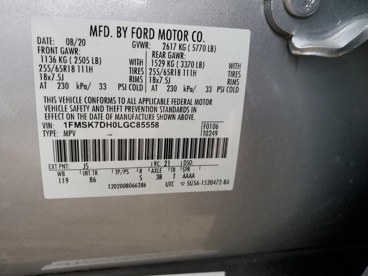 Photo 13 VIN: 1FMSK7DH0LGC85558 - FORD EXPLORER 