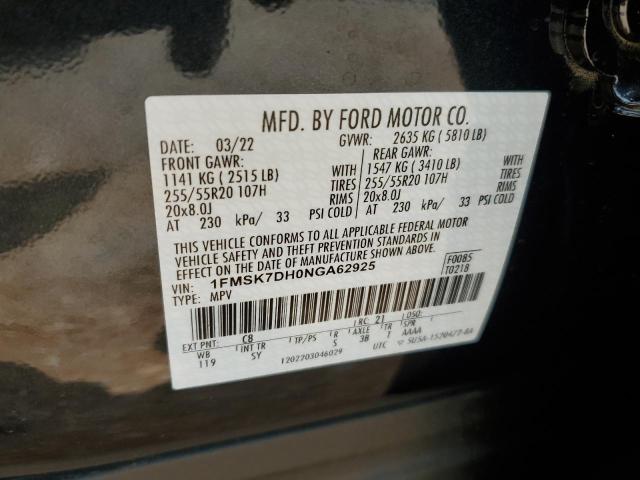 Photo 12 VIN: 1FMSK7DH0NGA62925 - FORD EXPLORER X 