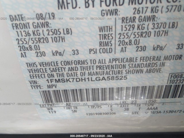 Photo 8 VIN: 1FMSK7DH1LGA58525 - FORD EXPLORER 