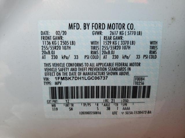 Photo 12 VIN: 1FMSK7DH1LGC06737 - FORD EXPLORER X 