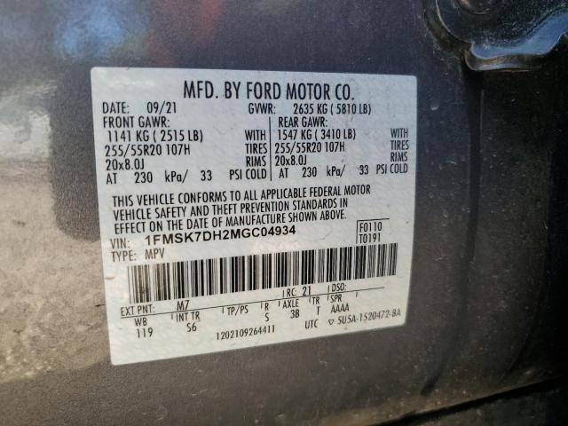 Photo 11 VIN: 1FMSK7DH2MGC04934 - FORD EXPLORER 