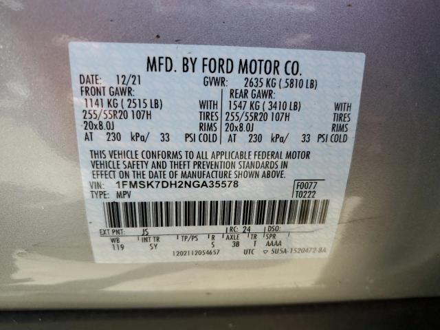 Photo 13 VIN: 1FMSK7DH2NGA35578 - FORD EXPLORER X 