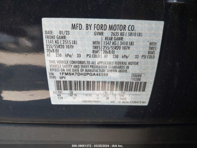 Photo 8 VIN: 1FMSK7DH2PGA48589 - FORD EXPLORER 