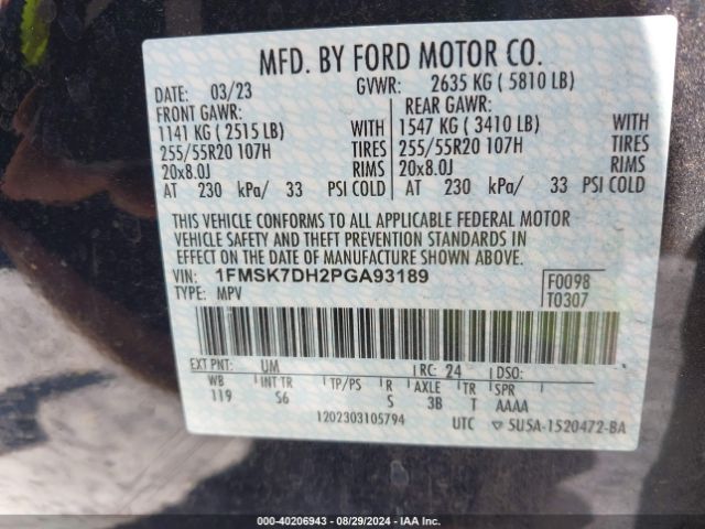 Photo 8 VIN: 1FMSK7DH2PGA93189 - FORD EXPLORER 