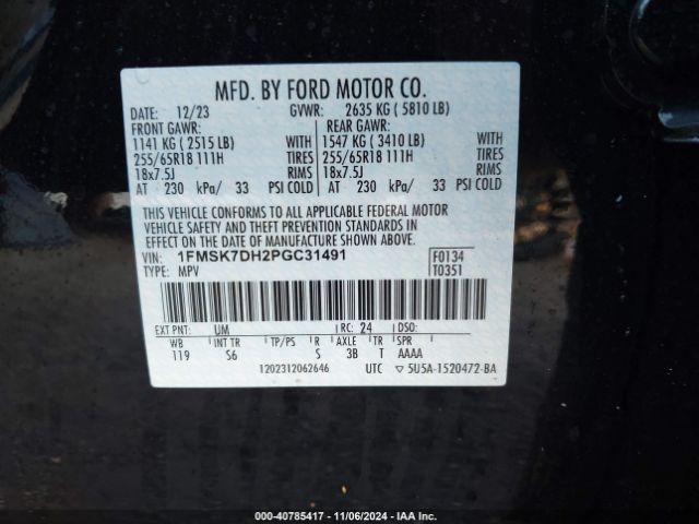 Photo 8 VIN: 1FMSK7DH2PGC31491 - FORD EXPLORER 