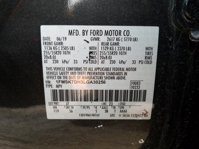 Photo 9 VIN: 1FMSK7DH3LGA30256 - FORD EXPLORER X 