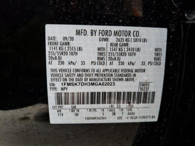 Photo 9 VIN: 1FMSK7DH3MGA02023 - FORD EXPLORER X 