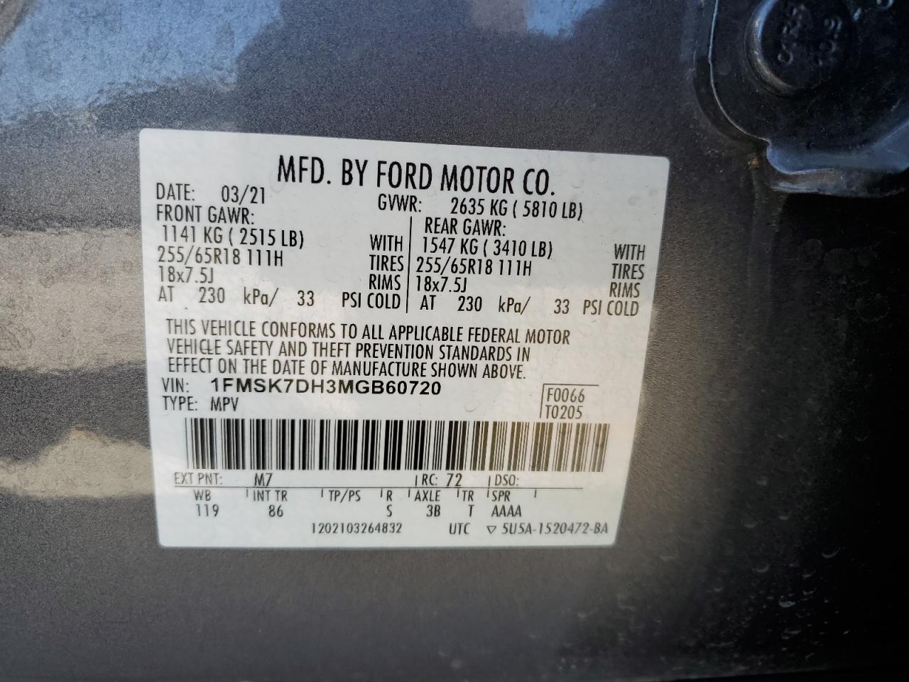 Photo 12 VIN: 1FMSK7DH3MGB60720 - FORD EXPLORER 