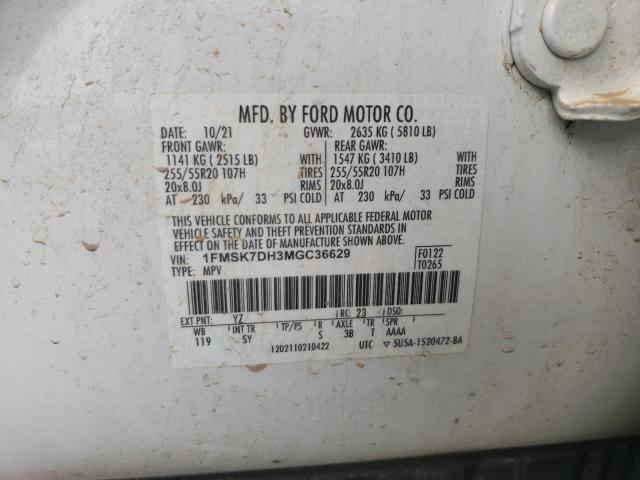 Photo 12 VIN: 1FMSK7DH3MGC36629 - FORD EXPLORER 