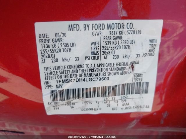 Photo 8 VIN: 1FMSK7DH4LGC79603 - FORD EXPLORER 