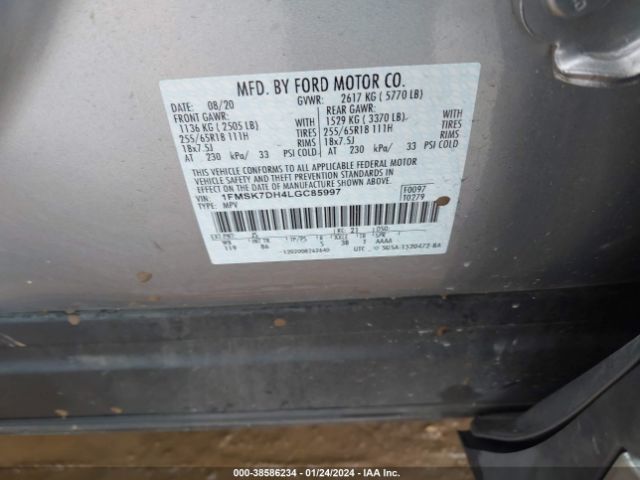 Photo 8 VIN: 1FMSK7DH4LGC85997 - FORD EXPLORER 