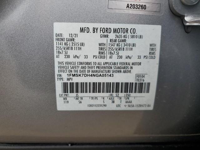 Photo 12 VIN: 1FMSK7DH4NGA05143 - FORD EXPLORER X 