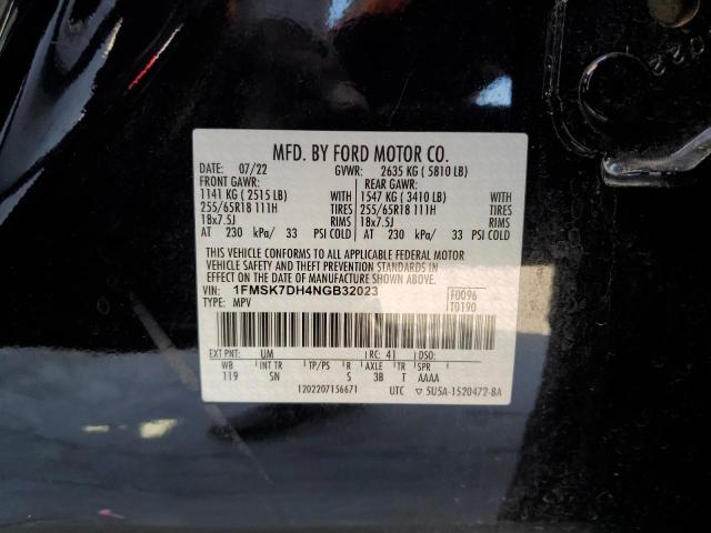 Photo 12 VIN: 1FMSK7DH4NGB32023 - FORD EXPLORER 