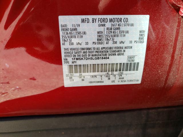 Photo 9 VIN: 1FMSK7DH5LGB18404 - FORD EXPLORER X 