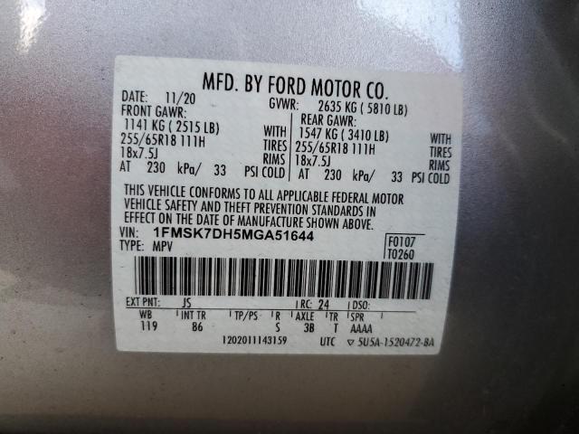 Photo 11 VIN: 1FMSK7DH5MGA51644 - FORD EXPLORER 