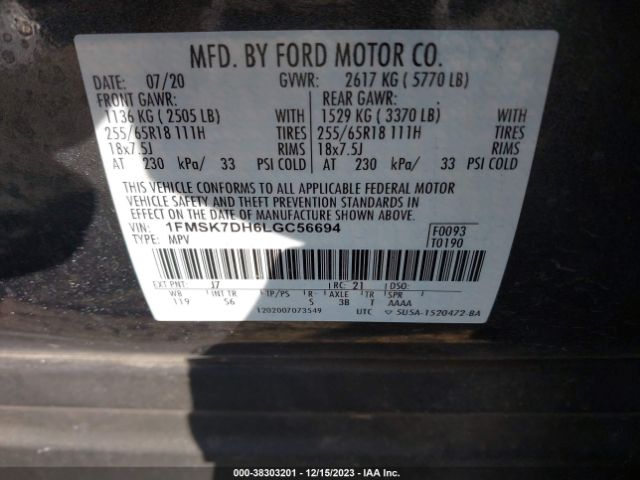 Photo 8 VIN: 1FMSK7DH6LGC56694 - FORD EXPLORER 