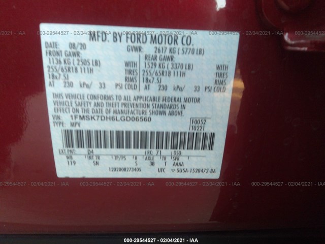 Photo 8 VIN: 1FMSK7DH6LGD06560 - FORD EXPLORER 