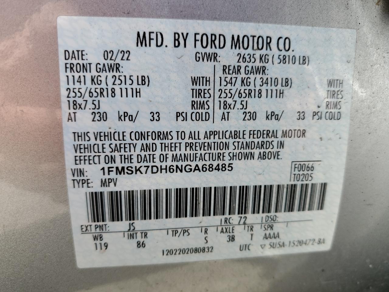 Photo 11 VIN: 1FMSK7DH6NGA68485 - FORD EXPLORER 