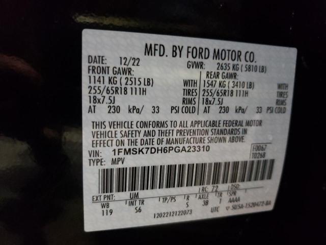 Photo 12 VIN: 1FMSK7DH6PGA23310 - FORD EXPLORER X 